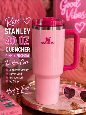 Rare Stanley Quencher 40 oz Pink Fuchsia Tumbler Cup Authentic No Straw BNWOT